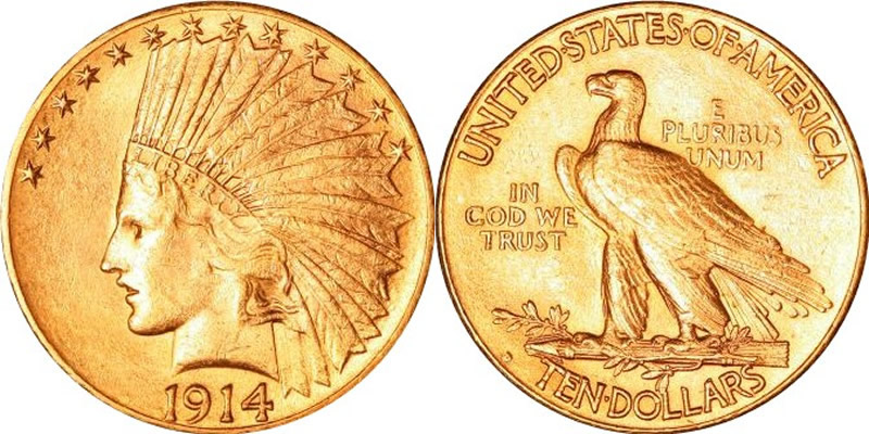 $10.00 Indian Gold Eagles 1907-1932! Vf Thru Mint State! - Click Image to Close